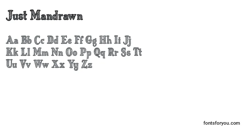 Czcionka Just Mandrawn – alfabet, cyfry, specjalne znaki