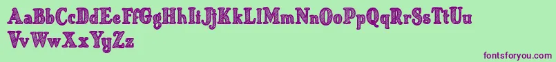 Just Mandrawn Font – Purple Fonts on Green Background