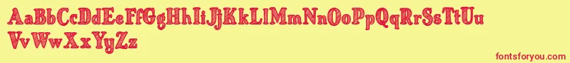 Just Mandrawn Font – Red Fonts on Yellow Background