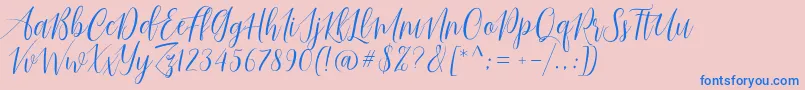 Just Married Font – Blue Fonts on Pink Background