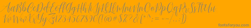 Just Married-Schriftart – Graue Schriften auf orangefarbenem Hintergrund