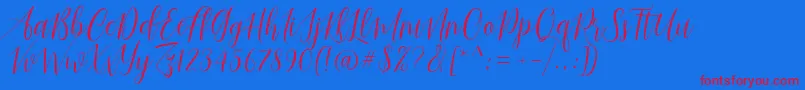 Just Married Font – Red Fonts on Blue Background