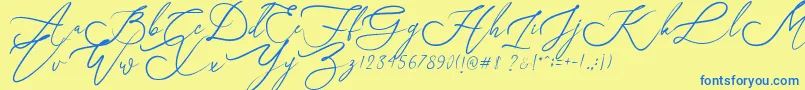 Just Sunday Font – Blue Fonts on Yellow Background