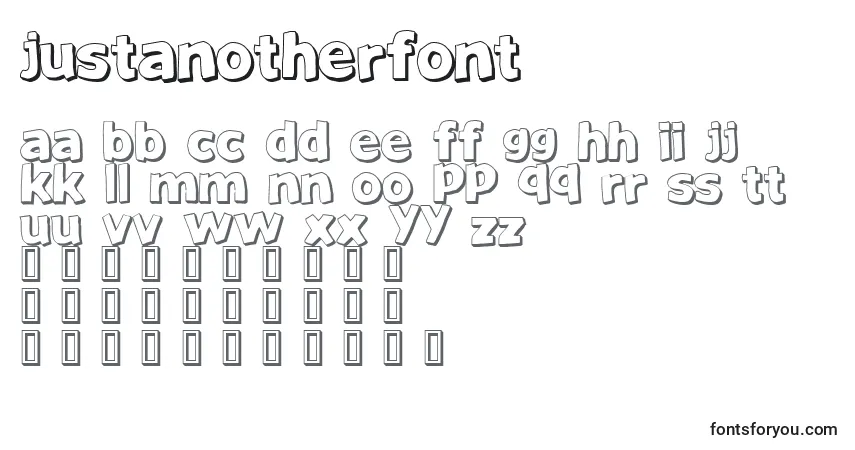 Schriftart JustAnotherFont (131266) – Alphabet, Zahlen, spezielle Symbole