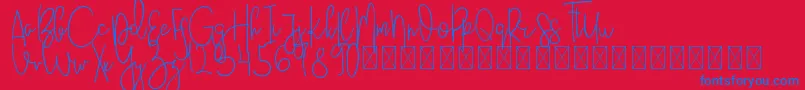 JustBecause PersonalUse-Schriftart – Blaue Schriften auf rotem Hintergrund