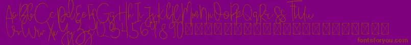 フォントJustBecause PersonalUse – 紫色の背景に茶色のフォント