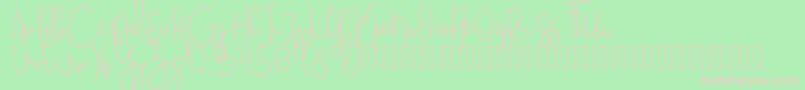 JustBecause PersonalUse-fontti – vaaleanpunaiset fontit vihreällä taustalla