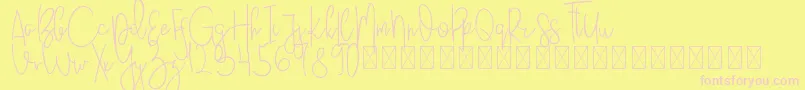 JustBecause PersonalUse-fontti – vaaleanpunaiset fontit keltaisella taustalla