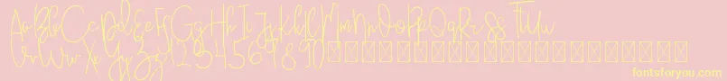 JustBecause PersonalUse-Schriftart – Gelbe Schriften auf rosa Hintergrund