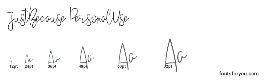 JustBecause PersonalUse Font Sizes