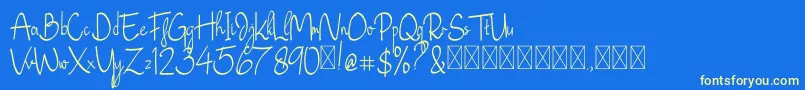 JustBlossom Font – Yellow Fonts on Blue Background