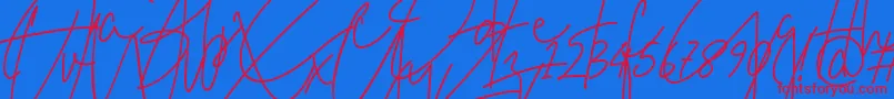 Justdoit-Schriftart – Rote Schriften auf blauem Hintergrund