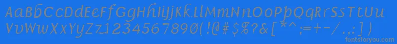 BillieRegular-Schriftart – Graue Schriften auf blauem Hintergrund