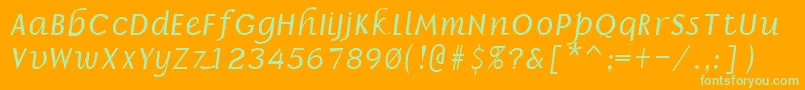 BillieRegular-Schriftart – Grüne Schriften auf orangefarbenem Hintergrund