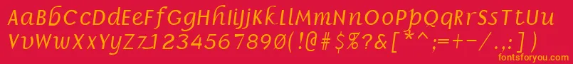 フォントBillieRegular – 赤い背景にオレンジの文字