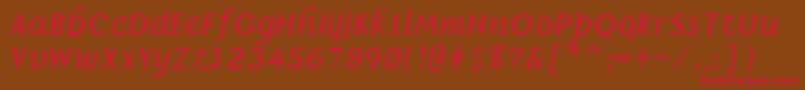 BillieRegular-Schriftart – Rote Schriften auf braunem Hintergrund
