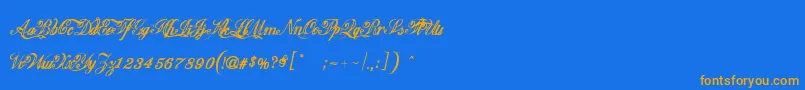 Fonte Justice by Dirt2 – fontes laranjas em um fundo azul