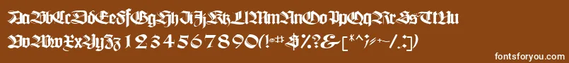 justice-Schriftart – Weiße Schriften auf braunem Hintergrund
