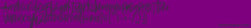 Czcionka Justin Brush Font – czarne czcionki na fioletowym tle