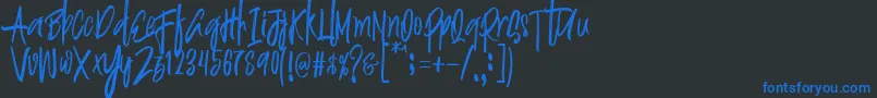 Justin Brush Font Font – Blue Fonts on Black Background