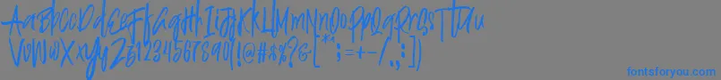 Justin Brush Font Font – Blue Fonts on Gray Background