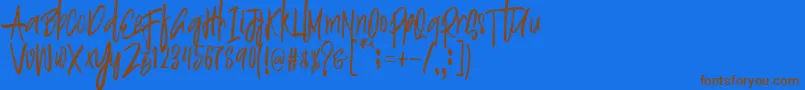 Justin Brush Font Font – Brown Fonts on Blue Background
