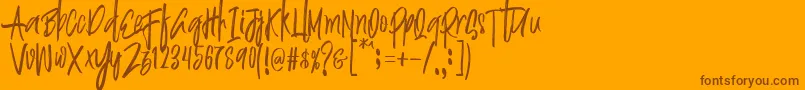 Justin Brush Font Font – Brown Fonts on Orange Background