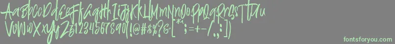 Justin Brush Font Font – Green Fonts on Gray Background