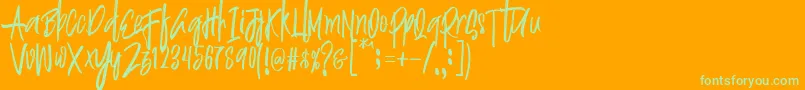 Justin Brush Font Font – Green Fonts on Orange Background