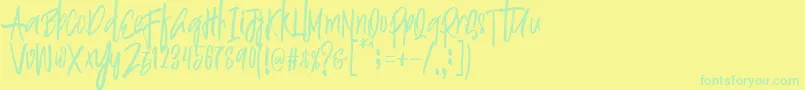 Шрифт Justin Brush Font – зелёные шрифты на жёлтом фоне