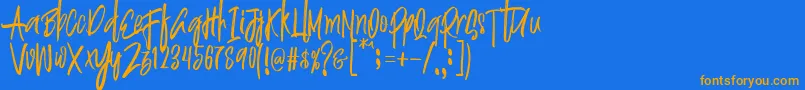 Justin Brush Font Font – Orange Fonts on Blue Background