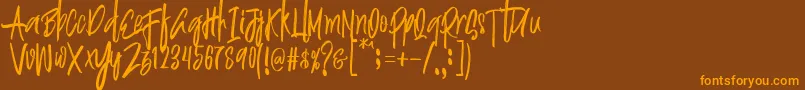 Justin Brush Font Font – Orange Fonts on Brown Background