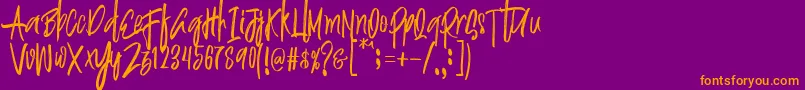 Justin Brush Font Font – Orange Fonts on Purple Background