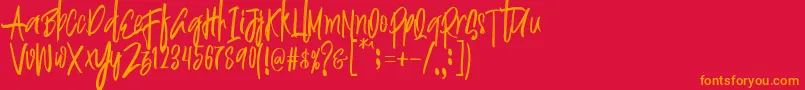 Justin Brush Font Font – Orange Fonts on Red Background