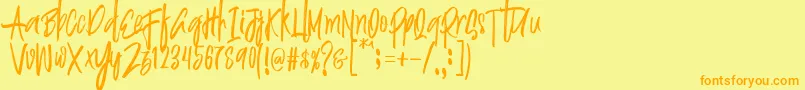 Justin Brush Font Font – Orange Fonts on Yellow Background