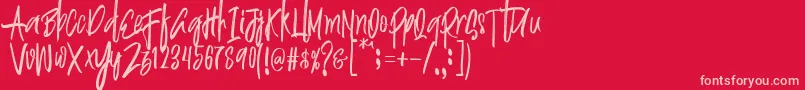 Justin Brush Font Font – Pink Fonts on Red Background