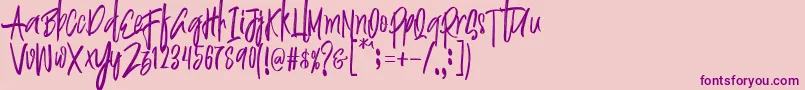 Justin Brush Font Font – Purple Fonts on Pink Background