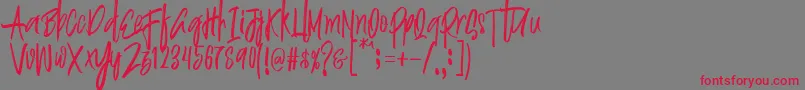 Justin Brush Font Font – Red Fonts on Gray Background