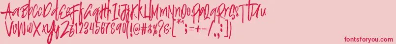 Шрифт Justin Brush Font – красные шрифты на розовом фоне