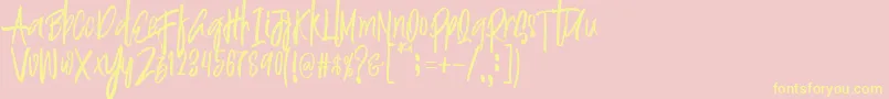 fuente Justin Brush Font – Fuentes Amarillas Sobre Fondo Rosa