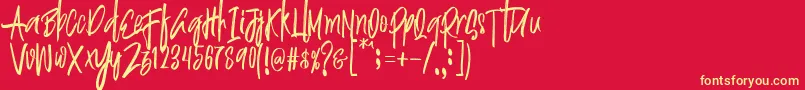 Police Justin Brush Font – polices jaunes sur fond rouge