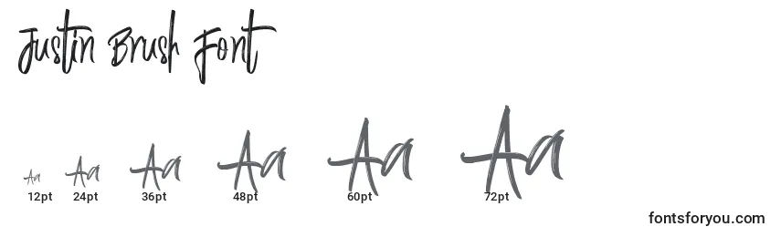 Размеры шрифта Justin Brush Font