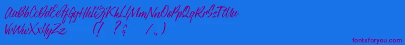 Justlyne Demo-Schriftart – Violette Schriften auf blauem Hintergrund