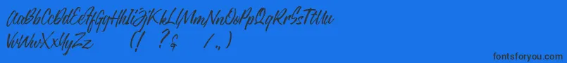 Шрифт Justlyne Demo – чёрные шрифты на синем фоне