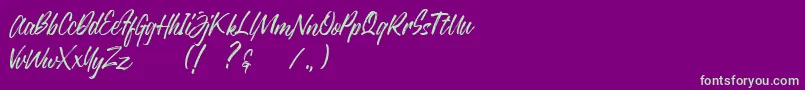 Justlyne Demo Font – Green Fonts on Purple Background