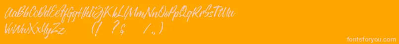 Justlyne Demo-Schriftart – Rosa Schriften auf orangefarbenem Hintergrund