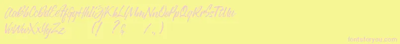 Justlyne Demo-fontti – vaaleanpunaiset fontit keltaisella taustalla