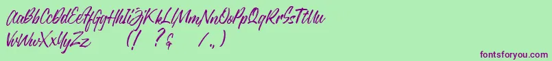 Justlyne Demo Font – Purple Fonts on Green Background