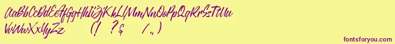 Justlyne Demo Font – Purple Fonts on Yellow Background