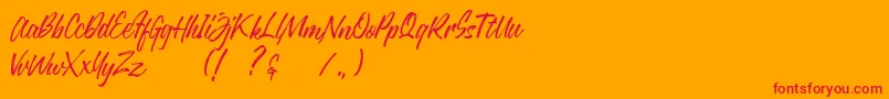 フォントJustlyne Demo – オレンジの背景に赤い文字